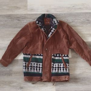 Rare Vintage Barcelona Leather Goods Aztec Southwestern Jacket Size 42/44